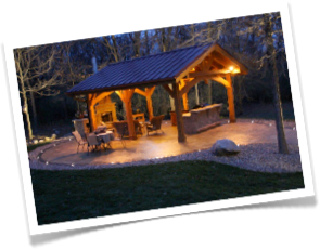 Timber Pavilions with LED Lighting